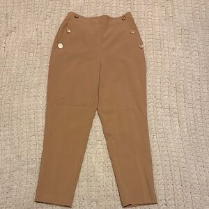 NWOT Zara Tan High-Waisted Pants with Sailor Buttons